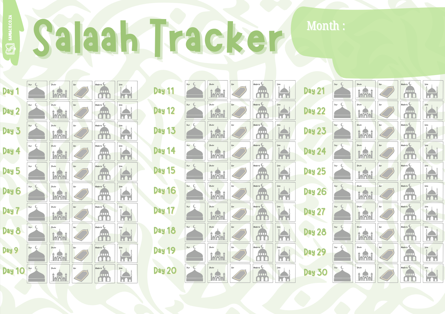 Kids Salaah Magnet Tracker - Pink