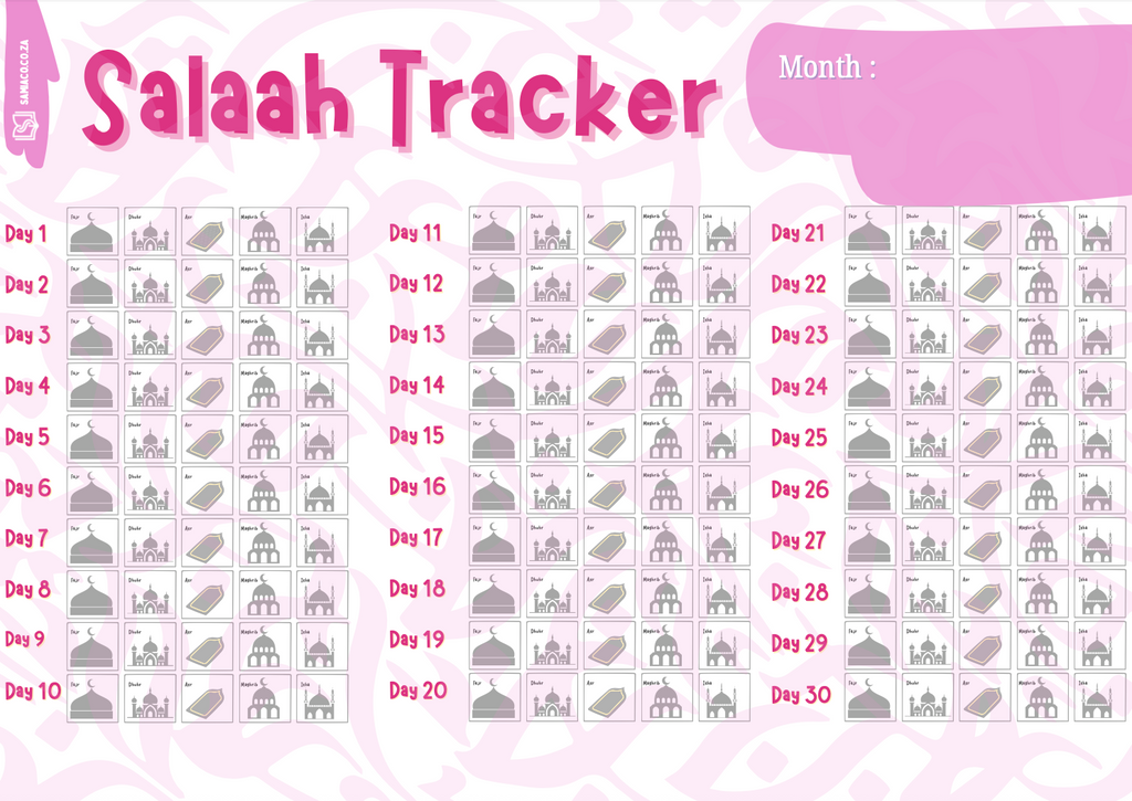 Kids Salaah Magnet Tracker - Pink